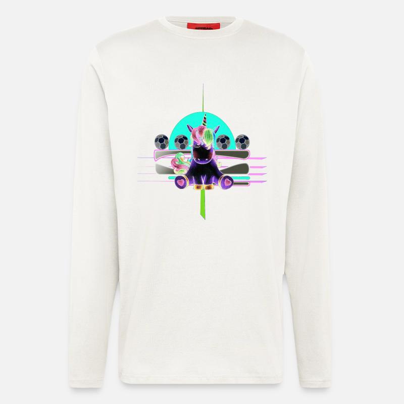 Neon-Einhorn Sportkunst - Langarmshirt - made by SPREAD  - OFF WHITE