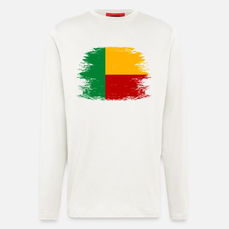 Benin_Flagge_used - Langarmshirt - made by SPREAD - OFF WHITE