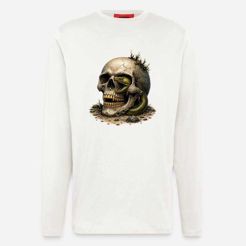 Schädel und Schlange im Sand - Langarmshirt - made by SPREAD - OFF WHITE