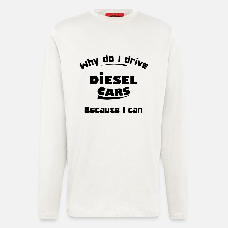 Combustion et voitures diesel - Manches longues bio décontracté fabriqué en UE - OFF WHITE