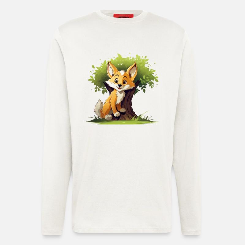 Fröhlicher Fuchs im Waldbaum - Langarmshirt - made by SPREAD - OFF WHITE
