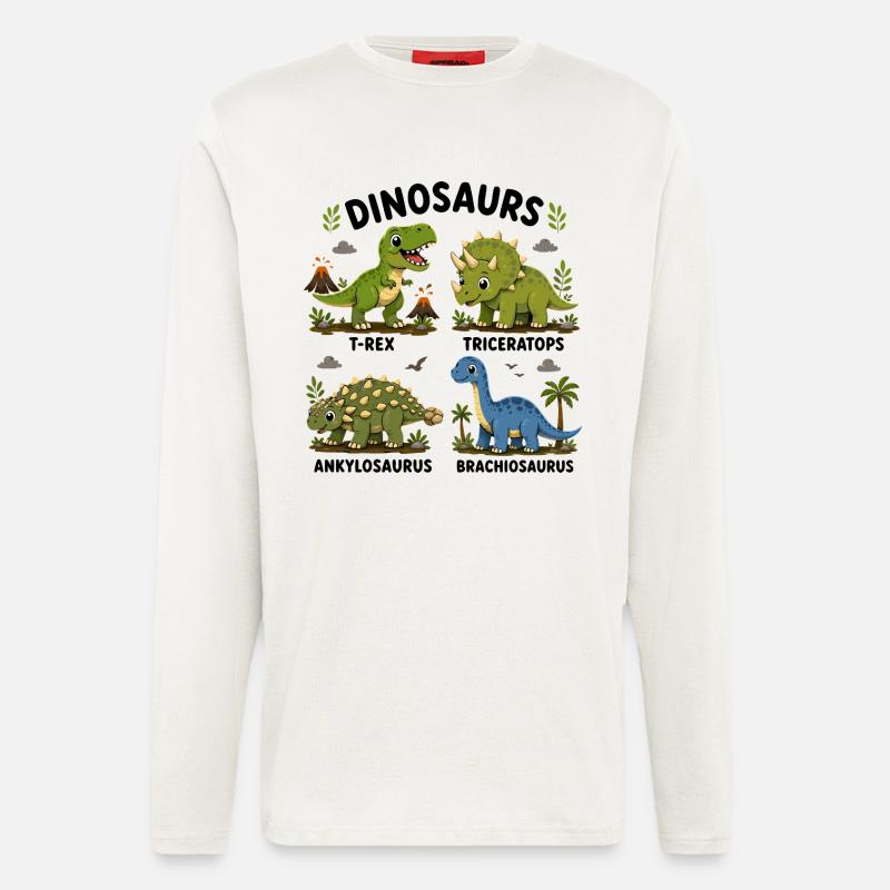 Dinosaurierarten lernen für Kinder - Langarmshirt - made by SPREAD - OFF WHITE