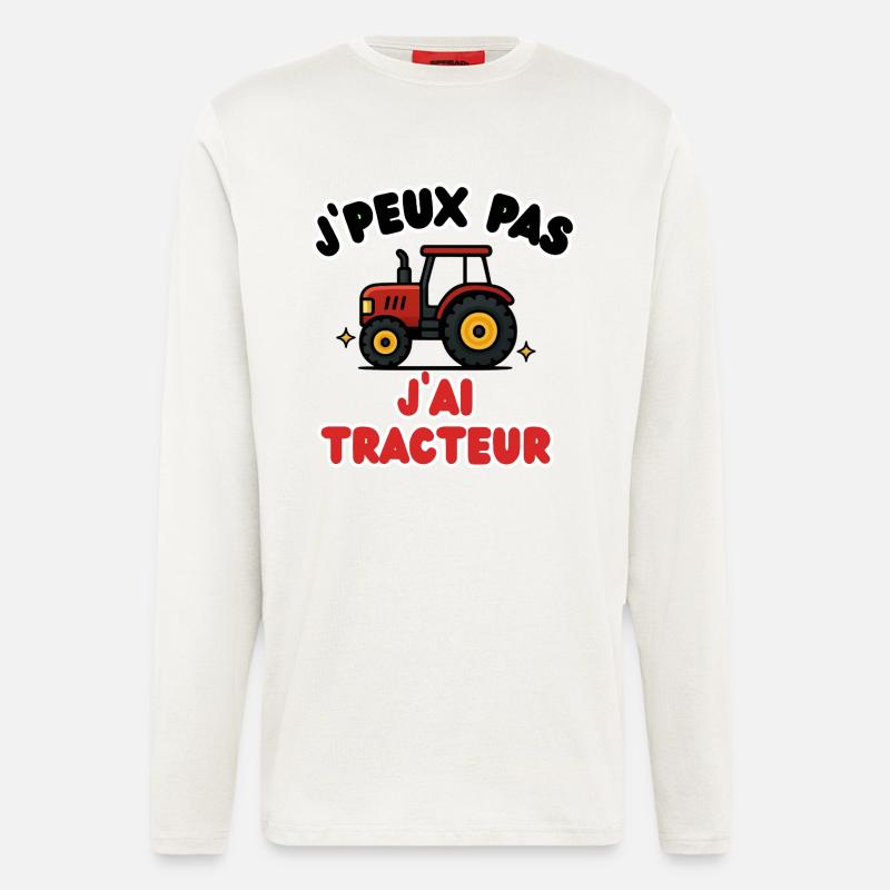 J'peux pas j'ai tracteur - Manches longues bio décontracté fabriqué en UE - OFF WHITE