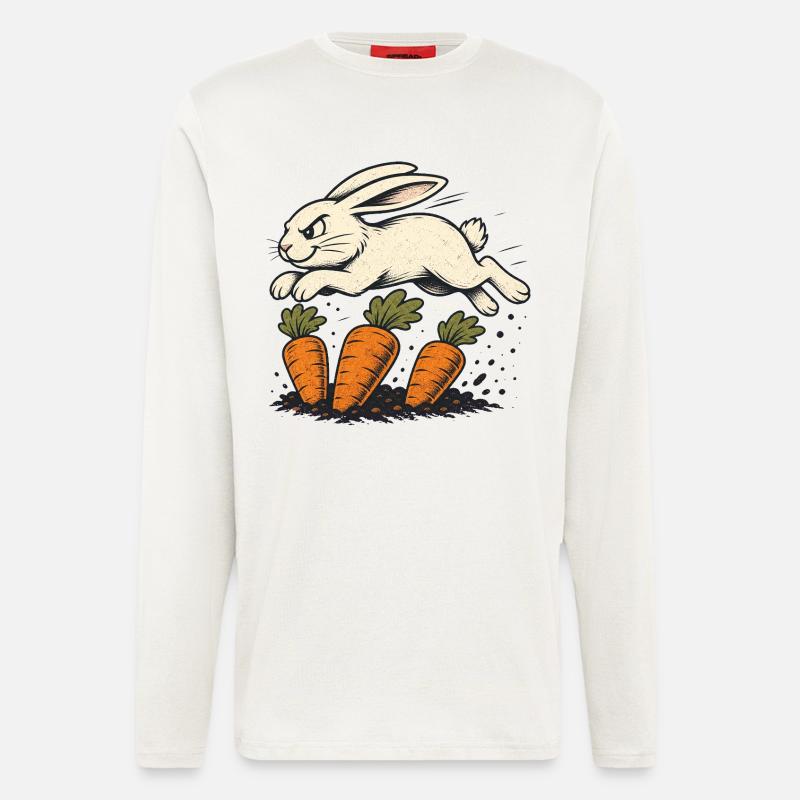 Springender Hase mit Karotten - Langarmshirt - made by SPREAD - OFF WHITE