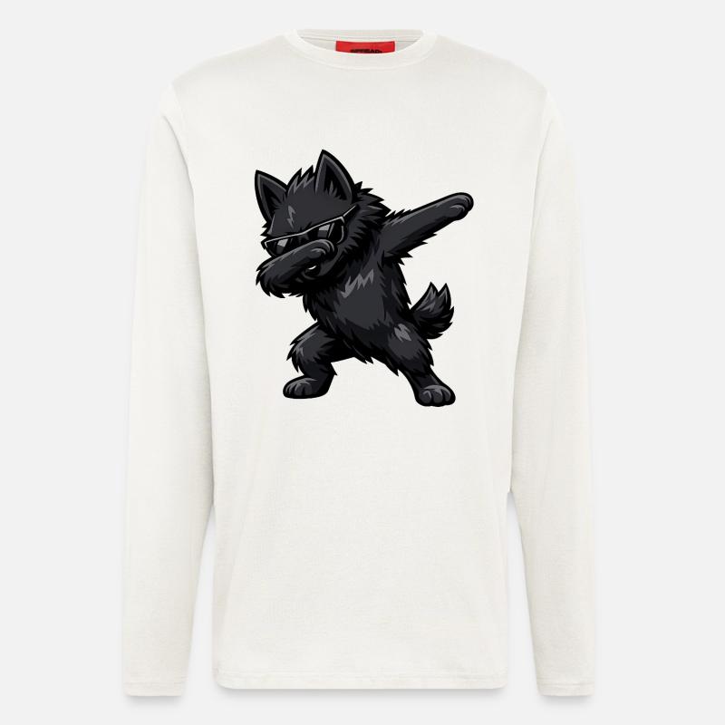 Tabbing Schipperke - Manches longues bio décontracté fabriqué en UE - OFF WHITE