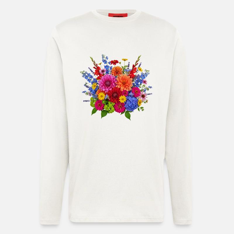 Blütenexplosion – Bunter Sommerstrauß - Langarmshirt - made by SPREAD  - OFF WHITE