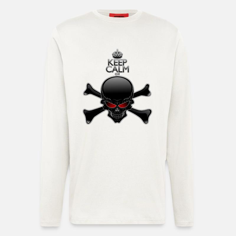 Bleib ruhig oder sterbe, Schwarzer Schädel - Langarmshirt - made by SPREAD - OFF WHITE