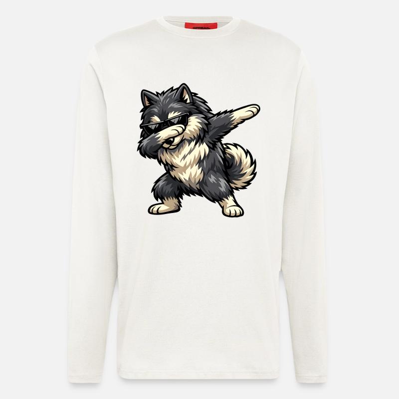 Dab Wolfspitz - Manches longues bio décontracté fabriqué en UE - OFF WHITE