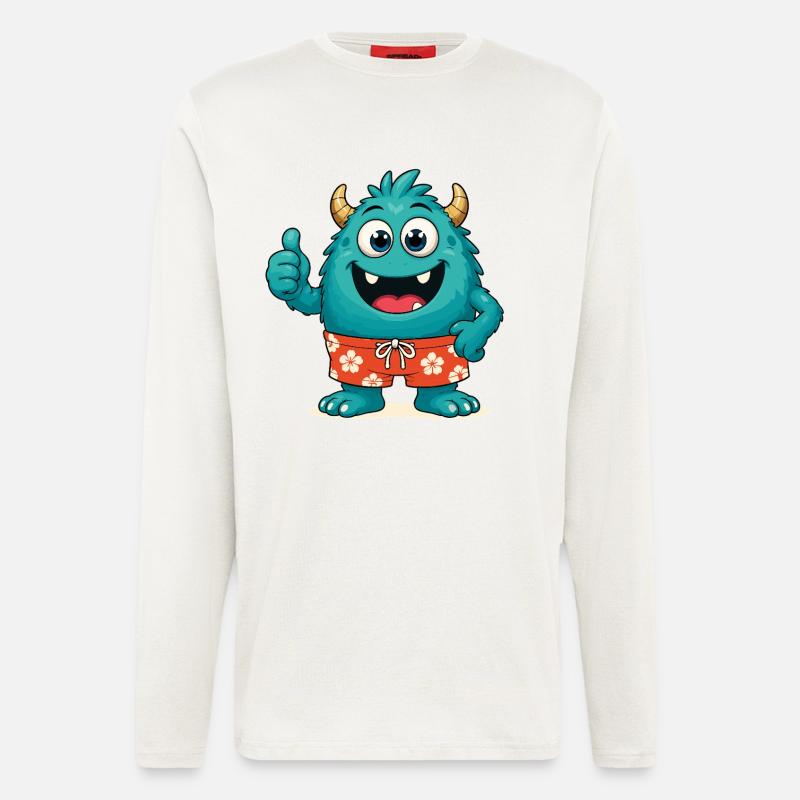 Monster mit Badehose - Langarmshirt - made by SPREAD - OFF WHITE