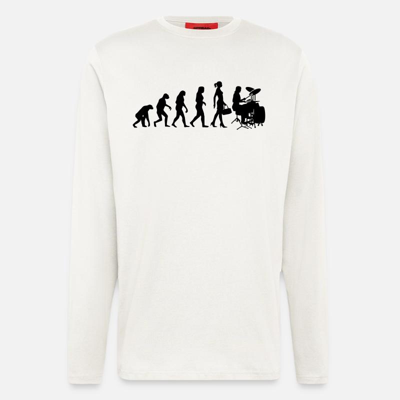 Evolution Schlagzeugerin Percussion Drummer - Langarmshirt - made by SPREAD  - OFF WHITE