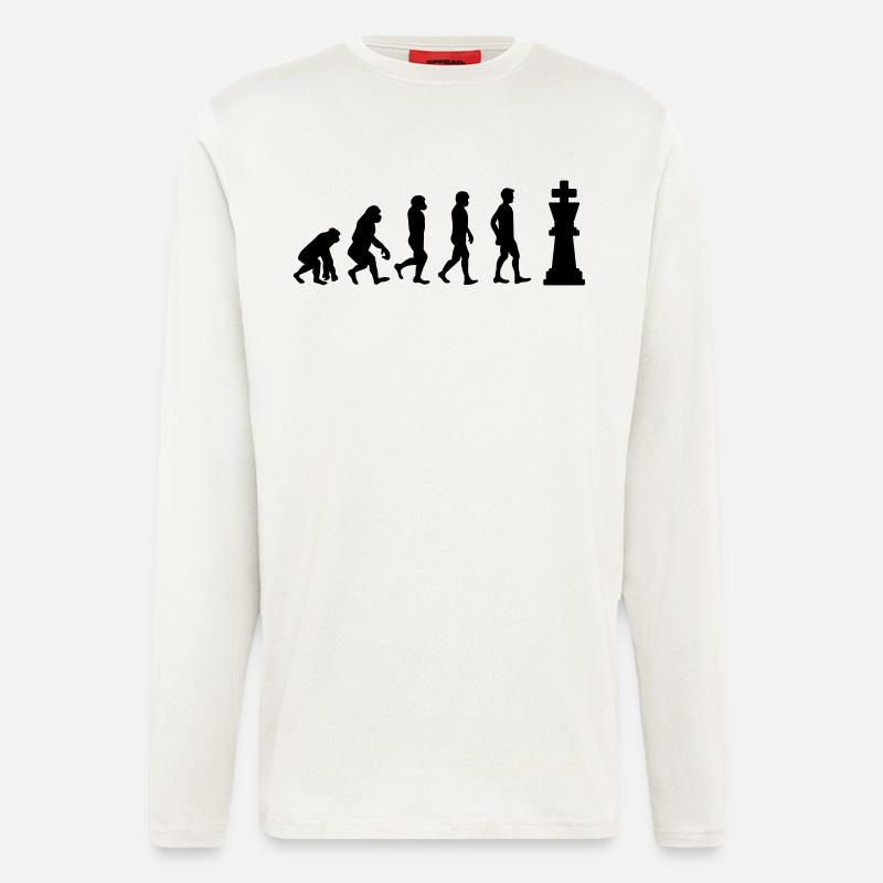 Evolution du jeu d’échecs - Manches longues bio décontracté fabriqué en UE - OFF WHITE