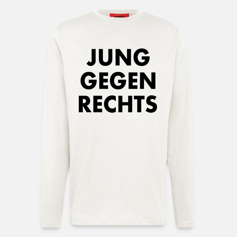 Jung gegen rechts - Langarmshirt - made by SPREAD  - OFF WHITE