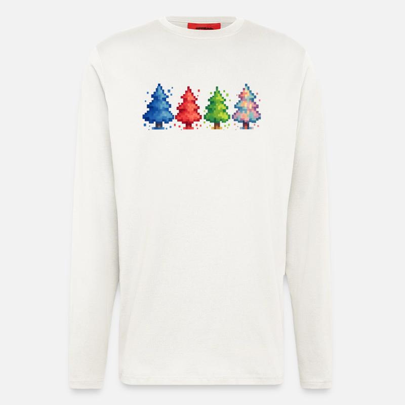 Pixel Weihnachtsbäume Gaming - Langarmshirt - made by SPREAD  - OFF WHITE