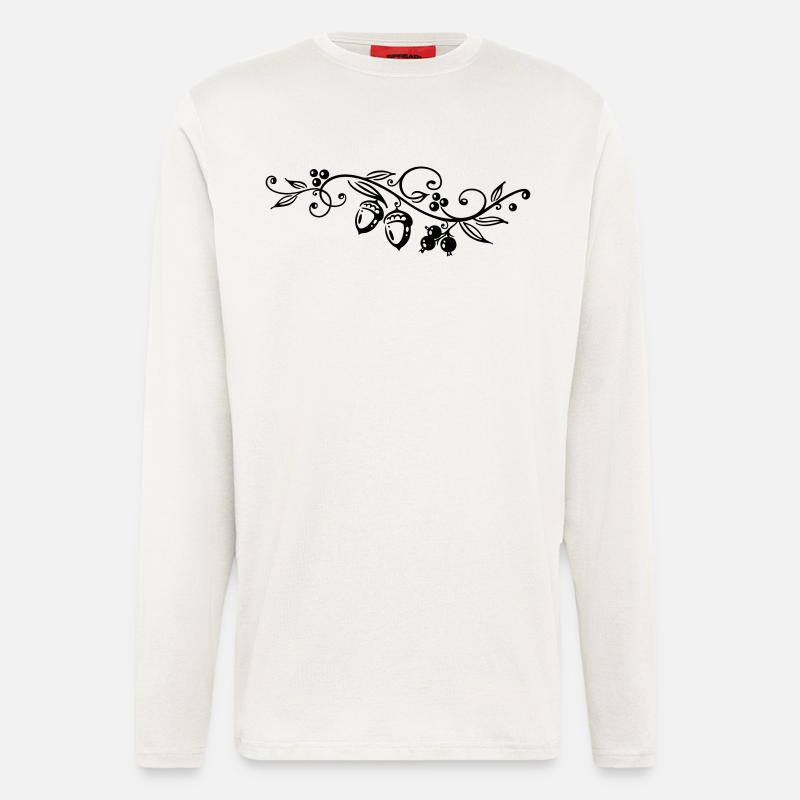 Eicheln Eichenblätter Herbst Wandern - Langarmshirt - made by SPREAD  - OFF WHITE