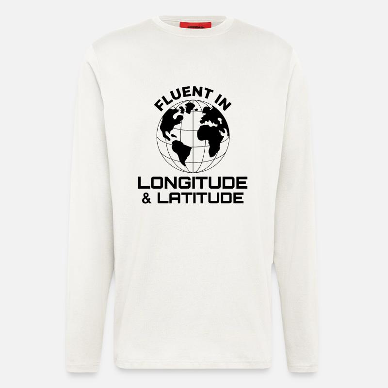 Fluent Longitude Latitude GIS Globe - Longsleeve - made by SPREAD  - OFF WHITE