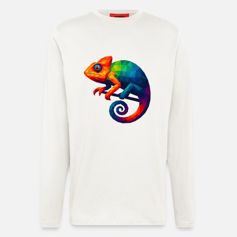 WPAP Stil Tiere - Chamäleon - Langarmshirt - made by SPREAD  - OFF WHITE