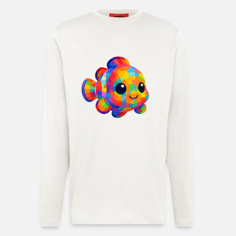 WPAP Polygon Style Animaux Kawaii Bébé Clownfish - Manches longues bio décontracté fabriqué en UE - OFF WHITE