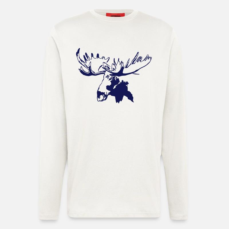 elch - elk - moose - jagd - jäger - Langarmshirt - made by SPREAD  - OFF WHITE