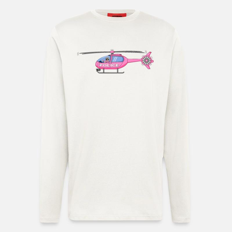 Polizeihubschrauber in Rosa - Langarmshirt - made by SPREAD  - OFF WHITE