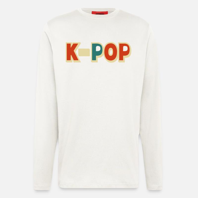 K-pop 5 couleurs customizables - Manches longues bio décontracté fabriqué en UE - OFF WHITE