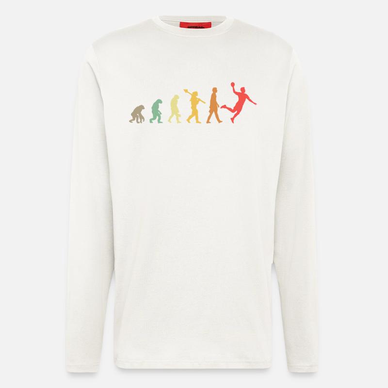 Handball Evolution Handballer Entwicklung Retro - Langarmshirt - made by SPREAD  - OFF WHITE