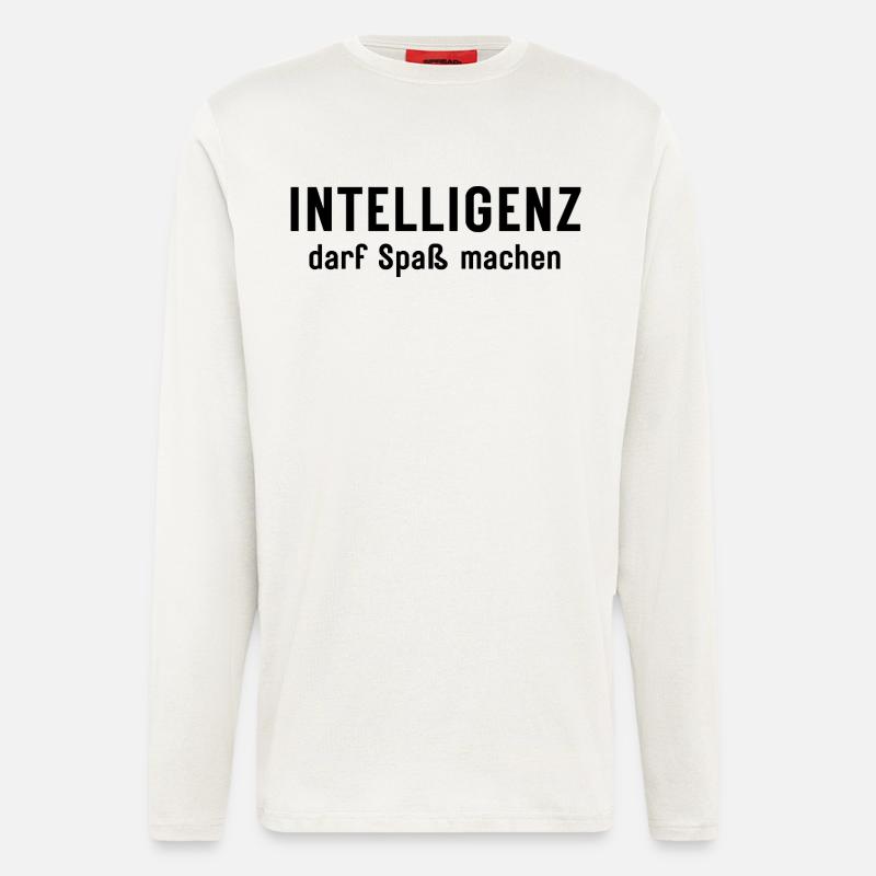 L’intelligence peut être amusante Conception d’affirmations - Manches longues bio décontracté fabriqué en UE - OFF WHITE