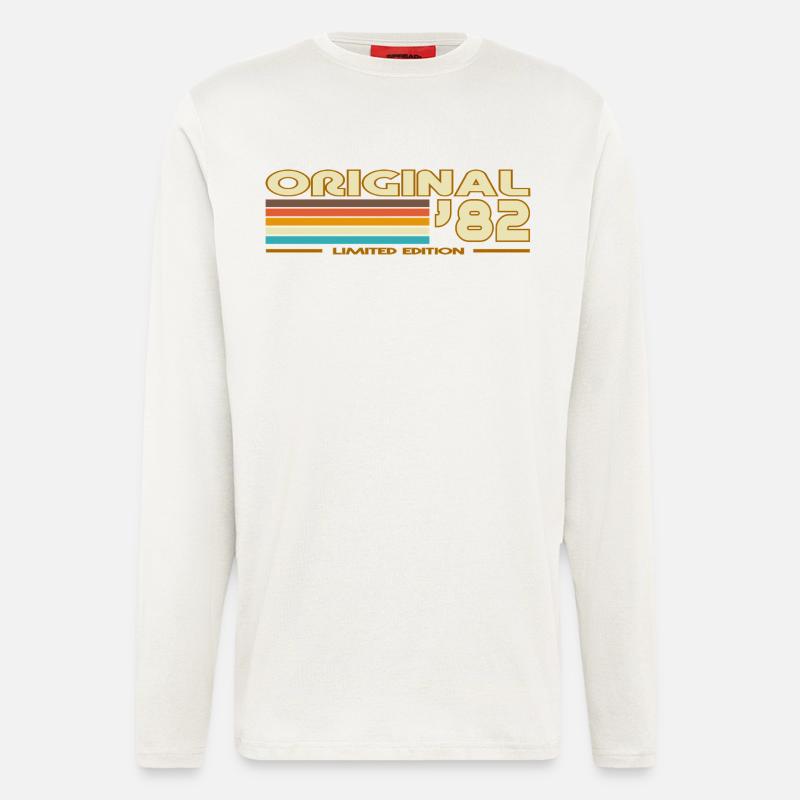 Originale 82 Stripes rétro - Manches longues bio décontracté fabriqué en UE - OFF WHITE