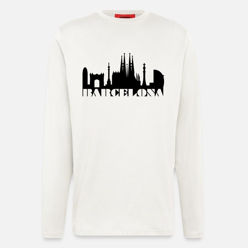 Skyline Barcelona Spain - Longsleeve - made by SPREAD  - OFF WHITE
