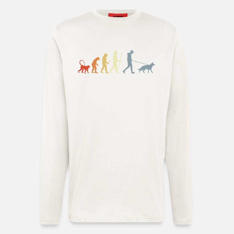 German Shepherd Owner Evolution - Langarmshirt - made by SPREAD  - OFF WHITE
