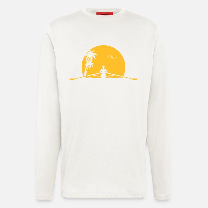 Rowing sunset rower rowing skulls - Longsleeve - made by SPREAD  - OFF WHITE