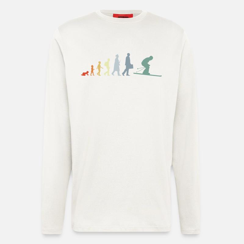 Evolution of skiing - Longsleeve - made by SPREAD  - OFF WHITE