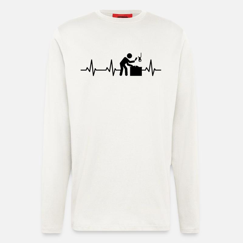 Fleischer Strichfigures Herzlinie - Langarmshirt - made by SPREAD  - OFF WHITE