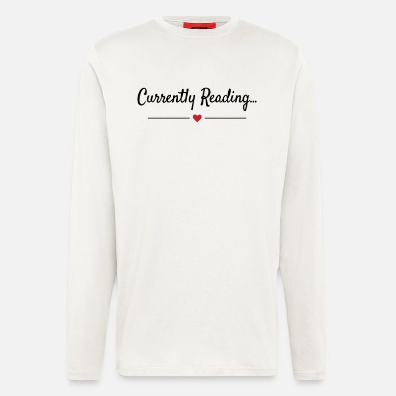 Currently Reading Bücherwurm Spruch - Langarmshirt - made by SPREAD  - OFF WHITE