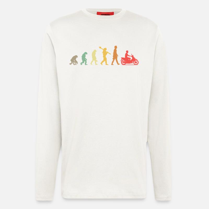  Evolution Moped Mofafahrer - Langarmshirt - made by SPREAD  - OFF WHITE
