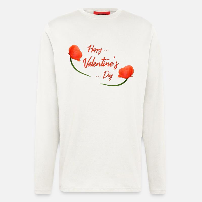 Coquelicot de la Saint-Valentin - Manches longues bio décontracté fabriqué en UE - OFF WHITE
