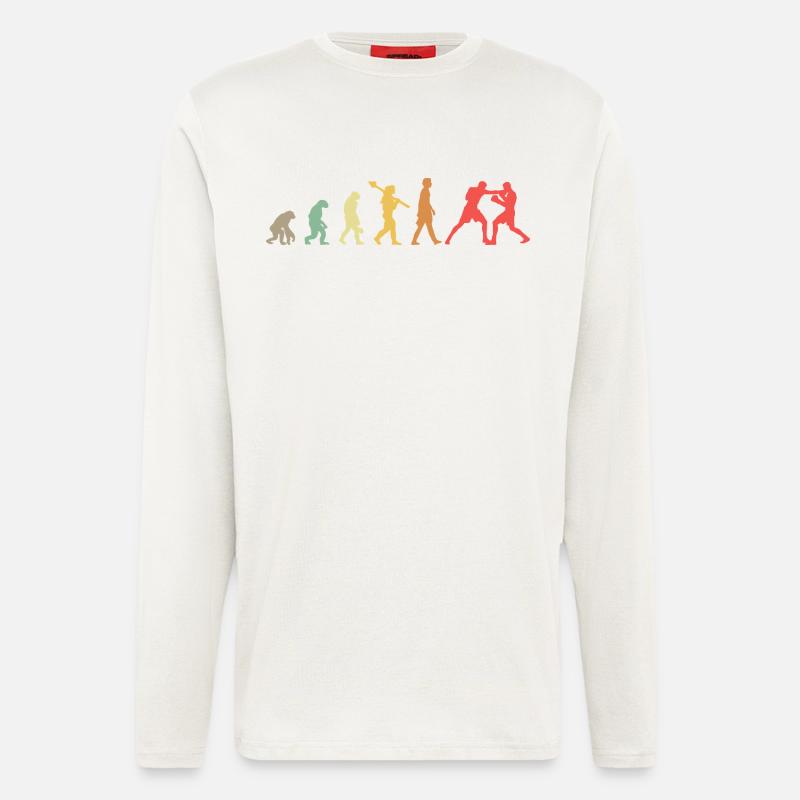 Boxing Evolution Boxing Development Retro - Longsleeve - made by SPREAD  - OFF WHITE