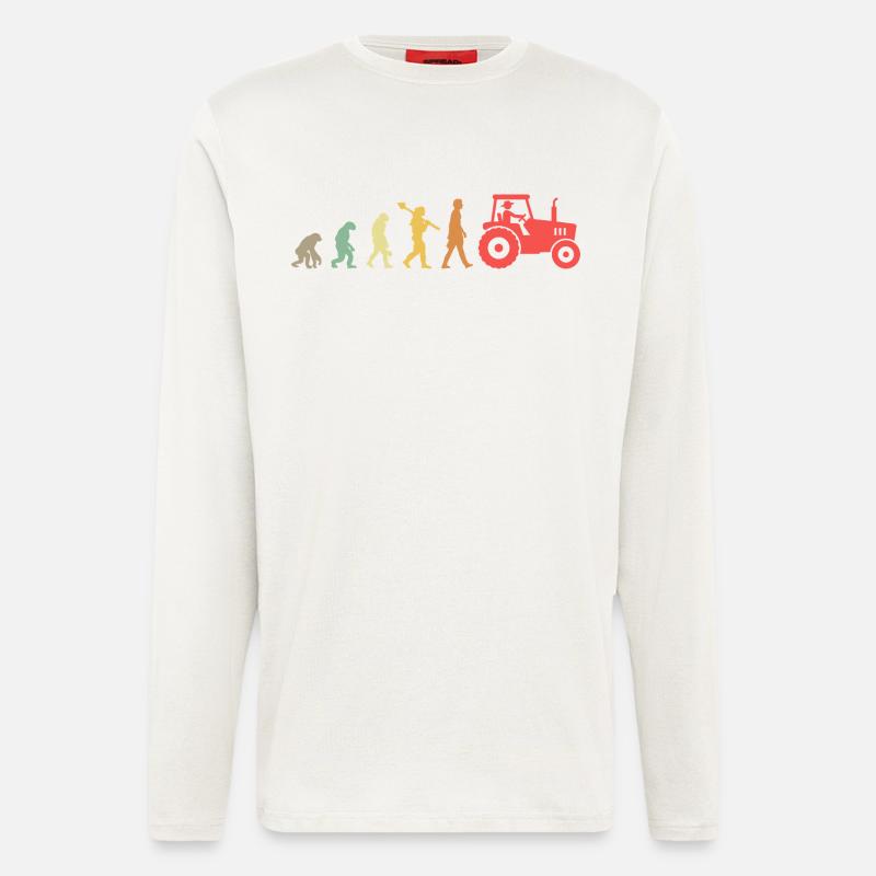 Evolution Tractor _ Farmer - Longsleeve - made by SPREAD  - OFF WHITE