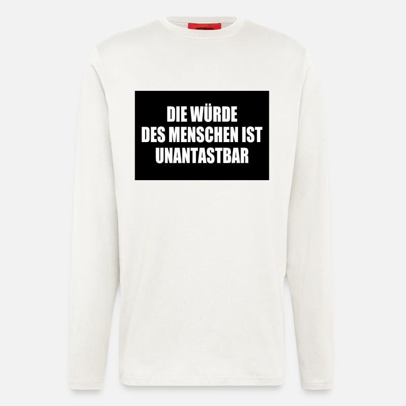La dignité humaine est inviolable - Manches longues bio décontracté fabriqué en UE - OFF WHITE