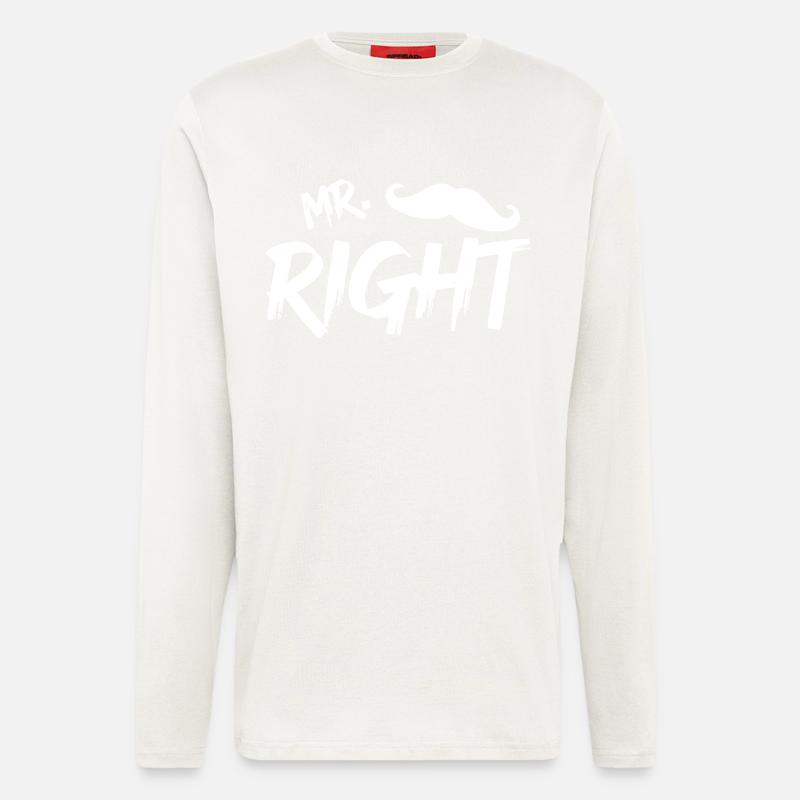 Mr Right mit Bart w - Langarmshirt - made by SPREAD  - OFF WHITE