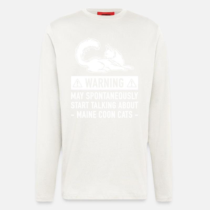 Maine Coon Cat cadeau - Manches longues bio décontracté fabriqué en UE - OFF WHITE