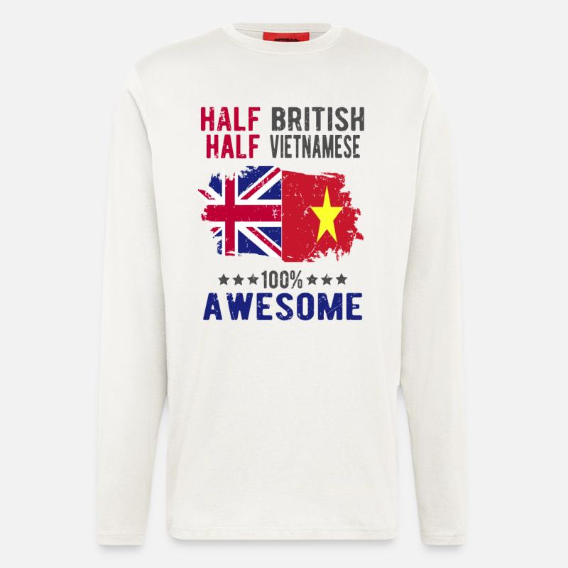 Halb Brite Halb Vietnamese - Langarmshirt - made by SPREAD  - OFF WHITE