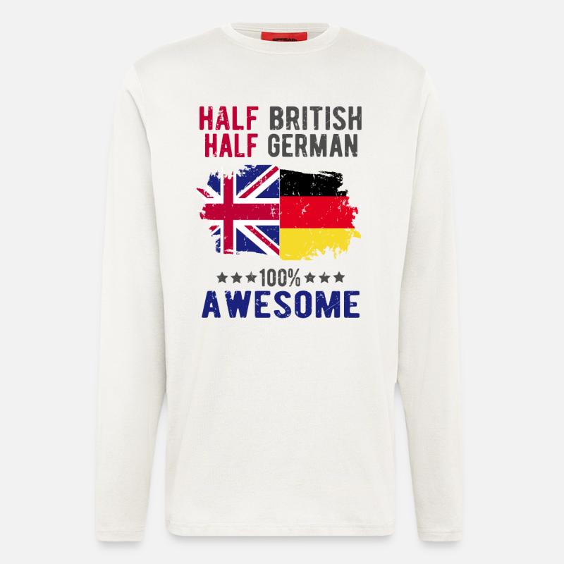 Halb Brite Halb Deutscher - Langarmshirt - made by SPREAD  - OFF WHITE