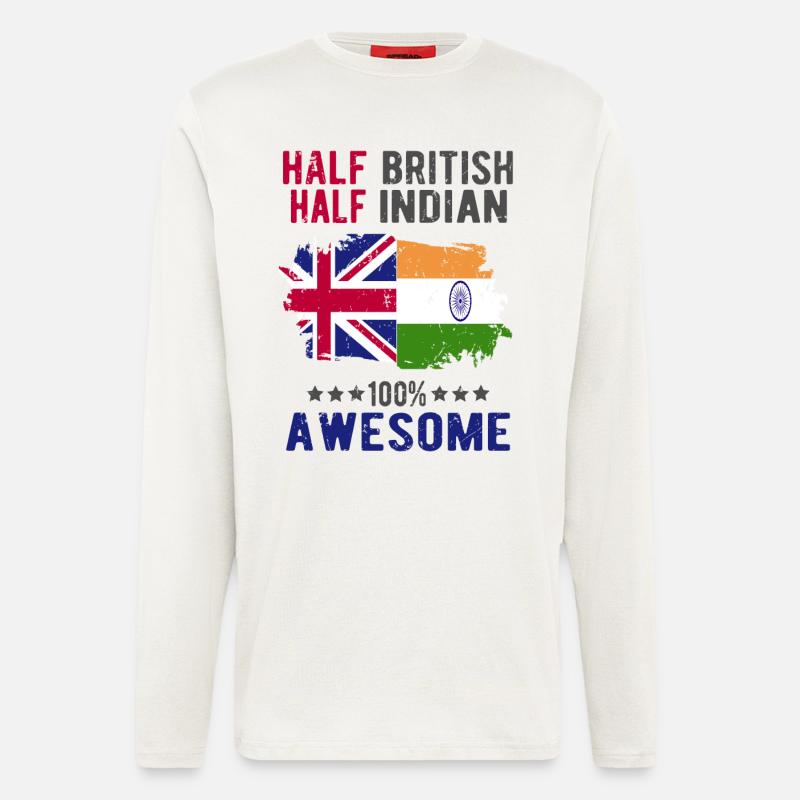Halb Brite Halb Inder - Langarmshirt - made by SPREAD  - OFF WHITE