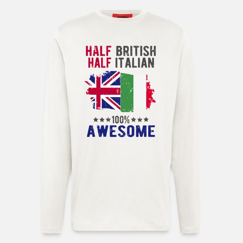 Halb Brite Halb Italiener - Langarmshirt - made by SPREAD  - OFF WHITE