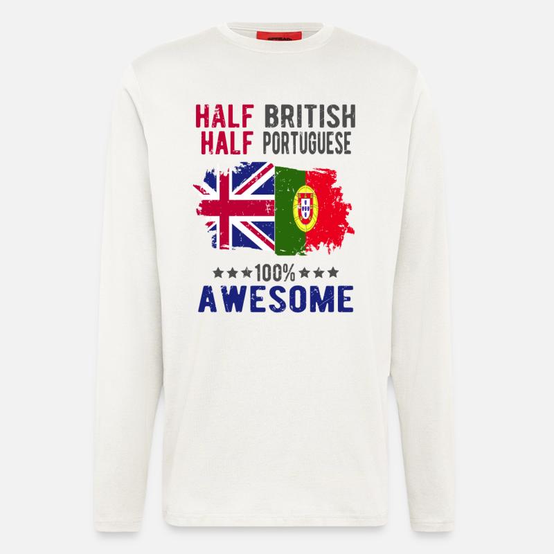 Halb Brite Halb Portugiese - Langarmshirt - made by SPREAD - OFF WHITE
