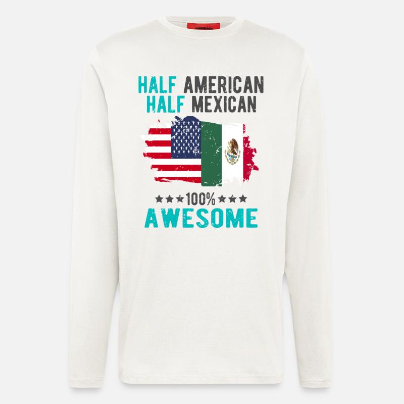 Halb Amerikaner Halb Mexikaner - Langarmshirt - made by SPREAD  - OFF WHITE