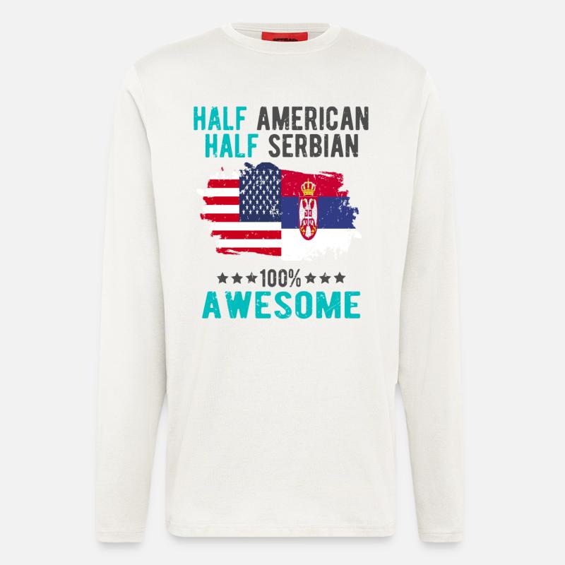 Half American Half Serbian - Longsleeve - made by SPREAD  - OFF WHITE