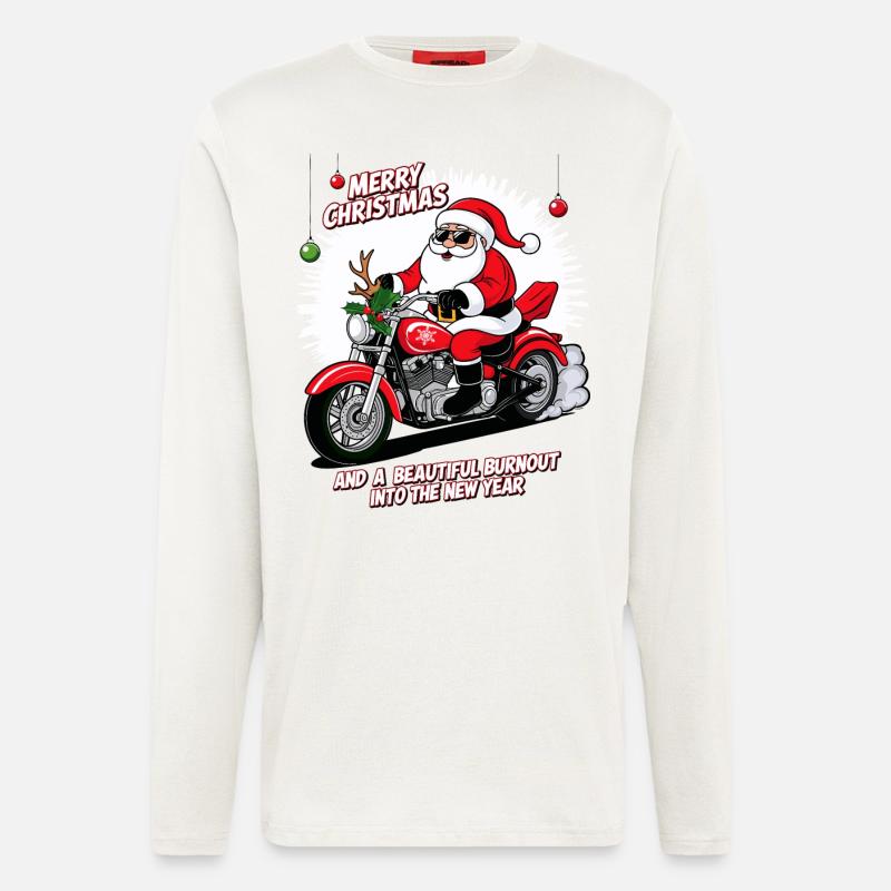 Rocker Weihnachtsmann - Langarmshirt - made by SPREAD  - OFF WHITE
