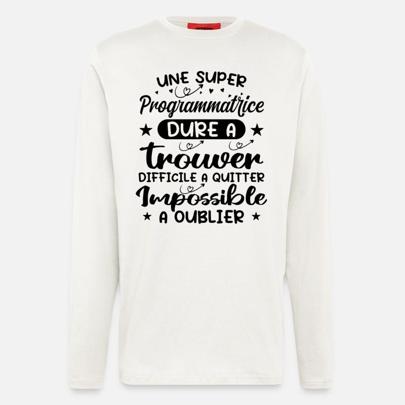 Une Super Programmatrice - Cadeau programmatrice - Manches longues bio décontracté fabriqué en UE - OFF WHITE
