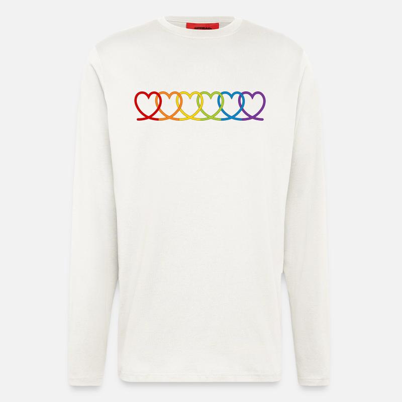 Regenbogen Herzen - Langarmshirt - made by SPREAD  - OFF WHITE